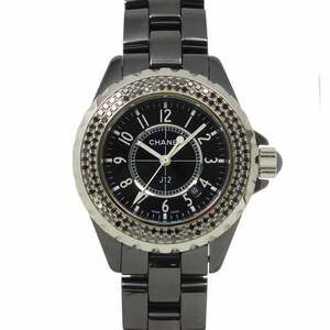 CHANEL J12 33mm H1416 Women's Watch with Black Diamond Bezel, Date Display, C...